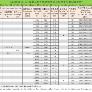 環(huán)氧樹脂澆注立體卷鐵心三相干式配電變壓器